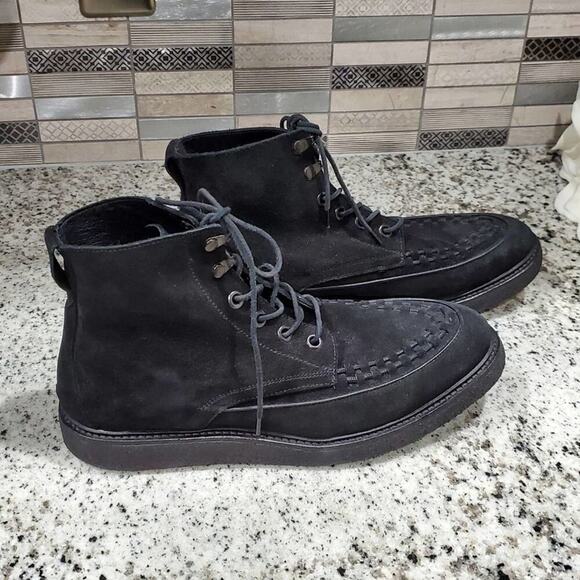 All Saints black suede leather lace up hiking Chukka combat boots men's size 11 - Picture 11 of 16